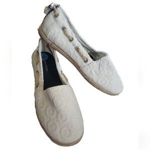 Nautica Women's Rudder White Crochet Slip On Espadrille Summer Flats Size 6 1/2